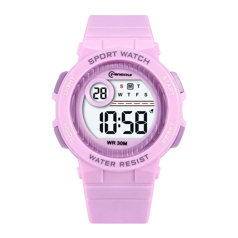 Children Digital Clock Girl Rubber Strap Wrist Watches Youth Women Electronic Hour Alarm Chime Kids Date Luminous Time Lady Gift
