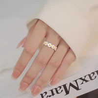 coconal trendy korean style daisy flower rings for women sweet cute finger ring personality wedding fine jewelry birthday gift