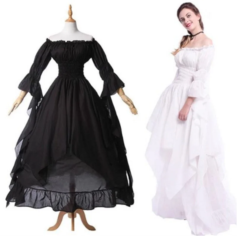 

2022 Halloween Cosplay Costume Medieval Princess Flared Sleeve Dress Vintage Style Women Adult Dancing Party Clothing