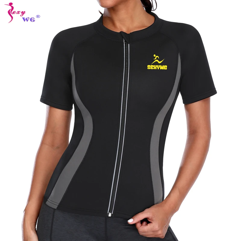 

SEXYWG Women Sauna Vest Sports Sweat Hot Neoprene Weight Lose Body Shaper Yoga Tops Waist Trainer Workout Zipper Vest Shapewear