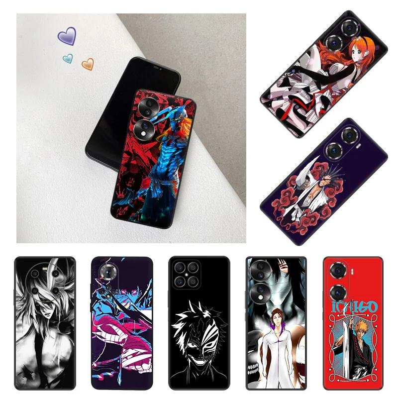

Black Anti-Drop Phone Case For Honor X9 X8 X7 X6 X40 X40i Play6T 6C 9A Magic4 70 60 50 30i 20 8X Comic Bleach Ichigo Anime Cover