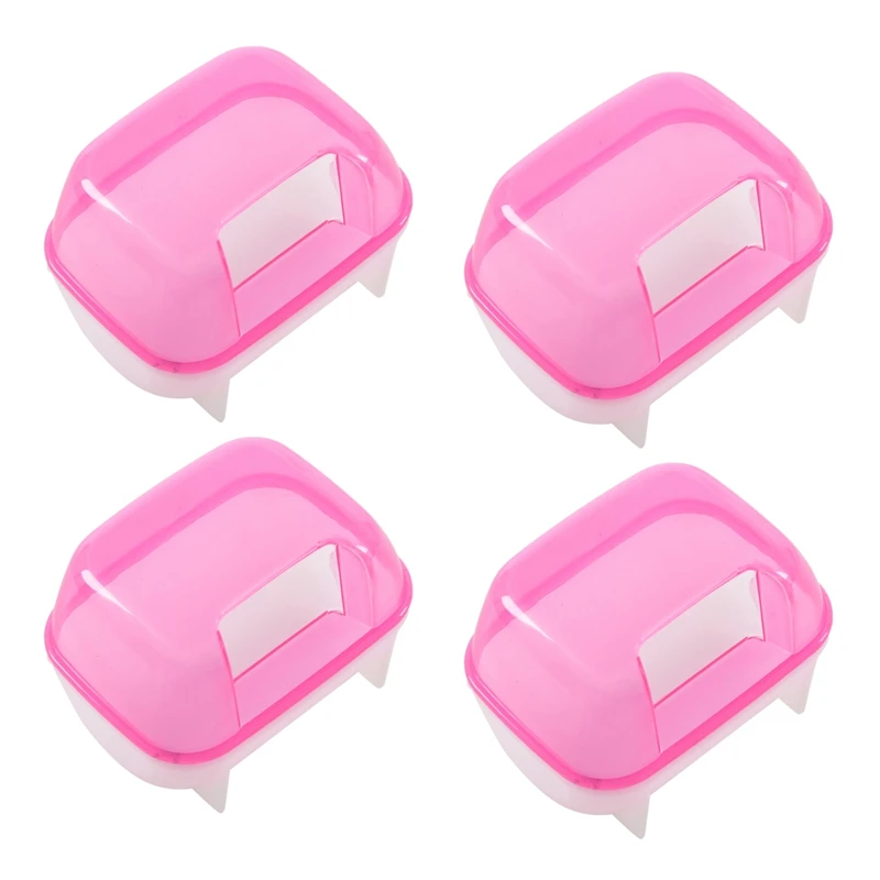 

4X Pink White Small Hamsters Bathing Sand Cage Pet Bathroom 10 X 7 X 7Cm