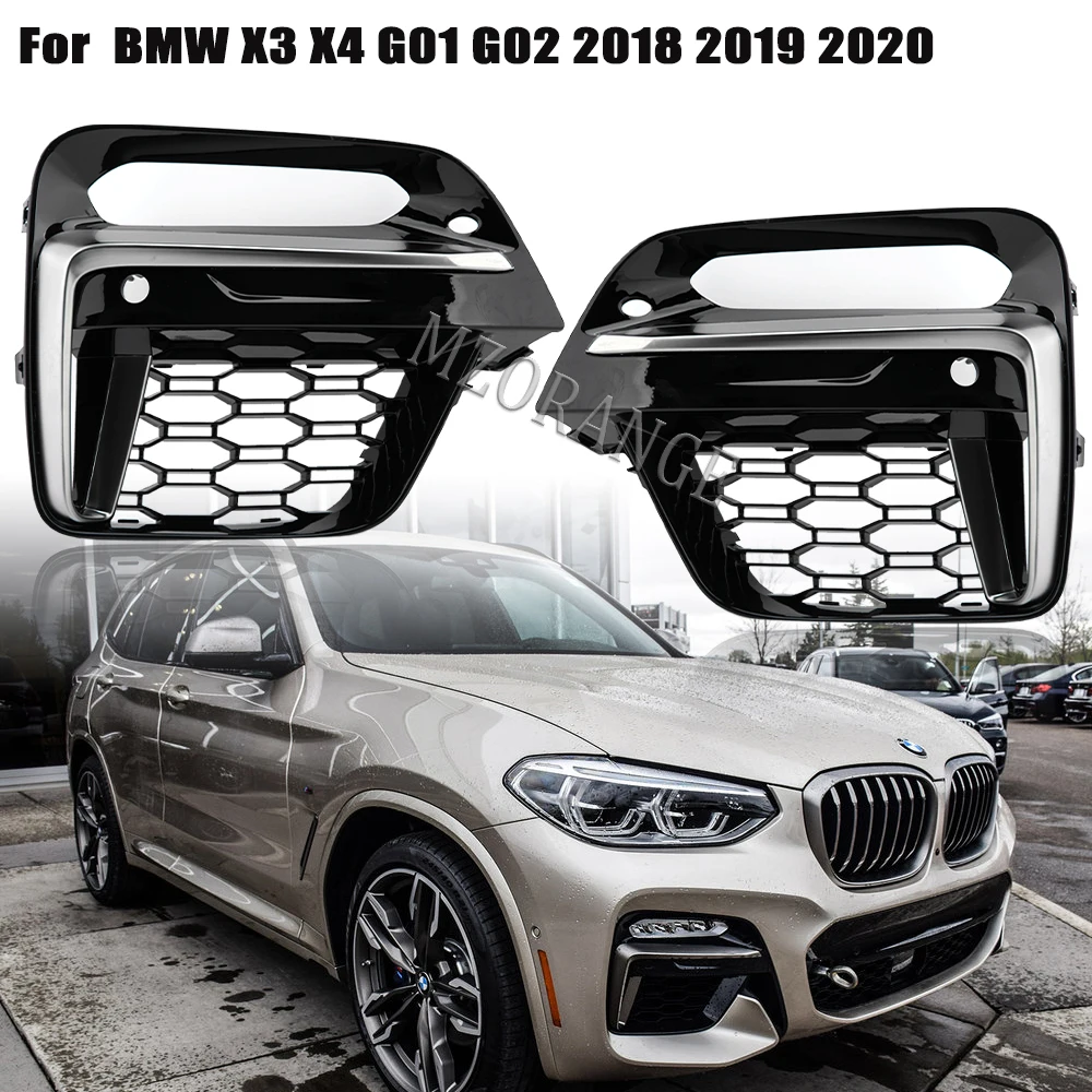 

2PCS Front Fog Light Grille Frame Cover For BMW New X3 X4 G01 G02 2018 2019 2022 Lamp Trim Protector Exterior