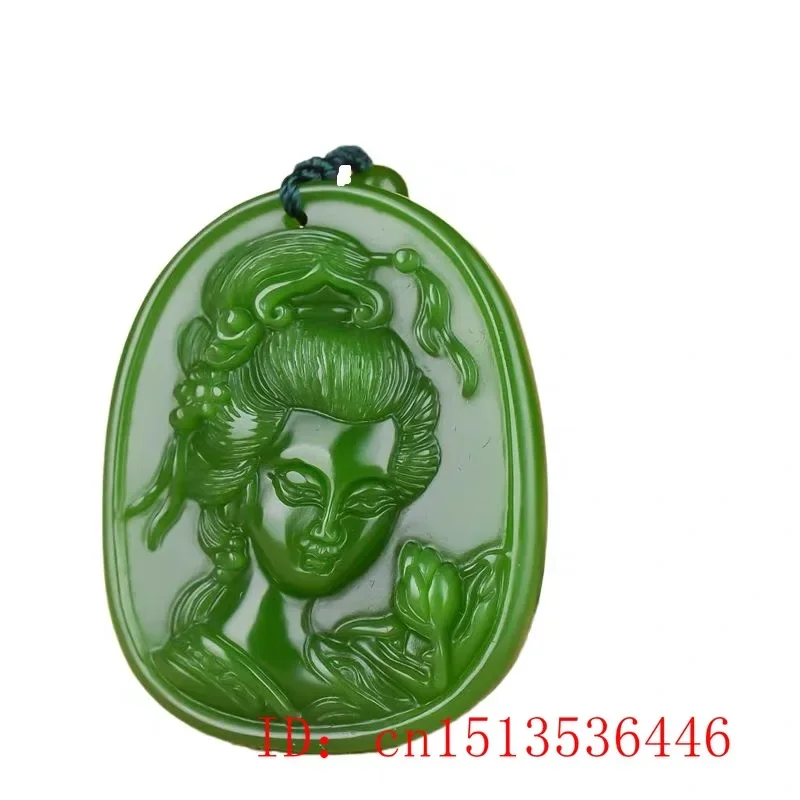 Натуральный зеленый нефрит красота кулон ожерелье очаровательные украшения