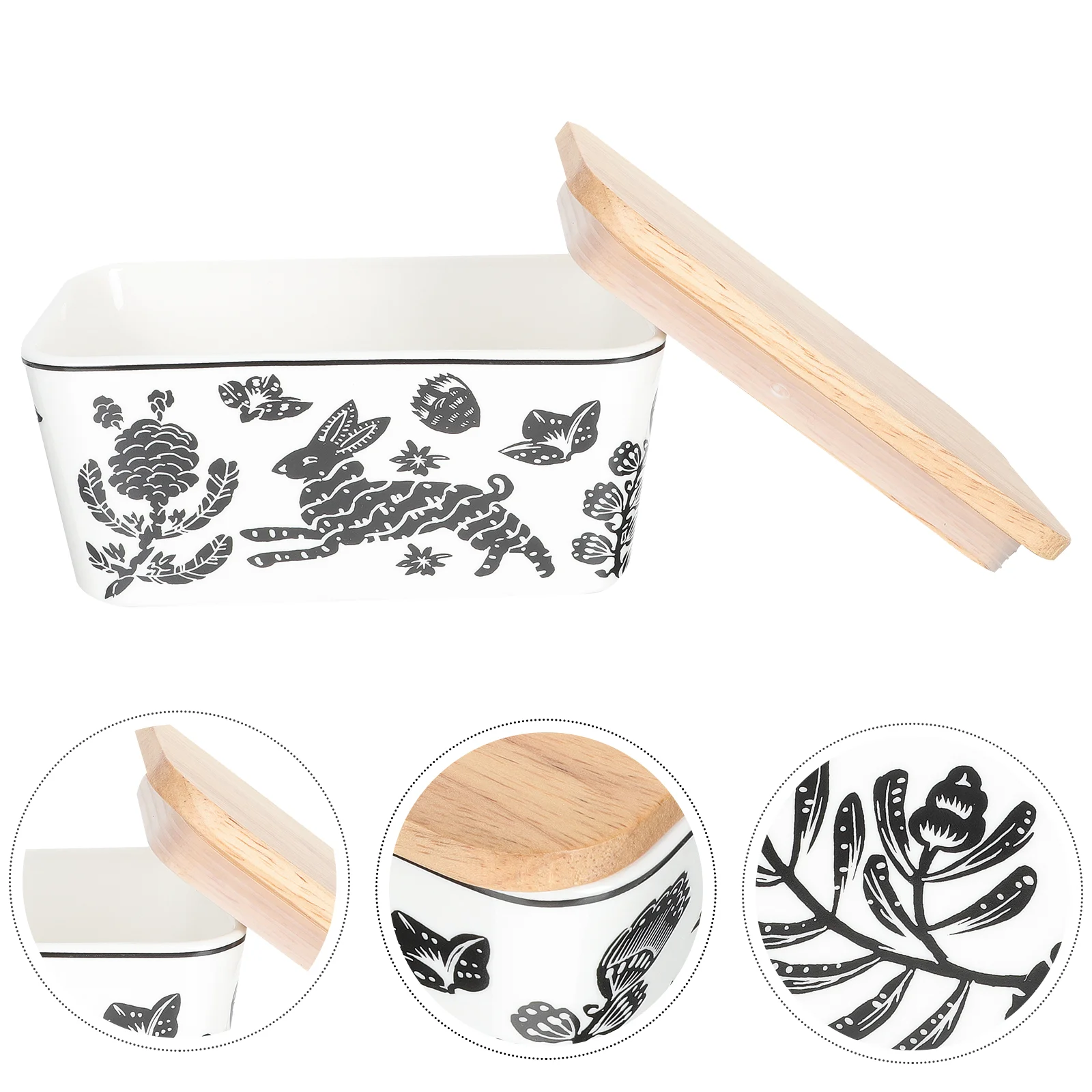 

Ceramic Butter Dish with Lid: Porcelain Butter Keeper Kitchen Countertop Butter Container Serving Tray for East West Butter