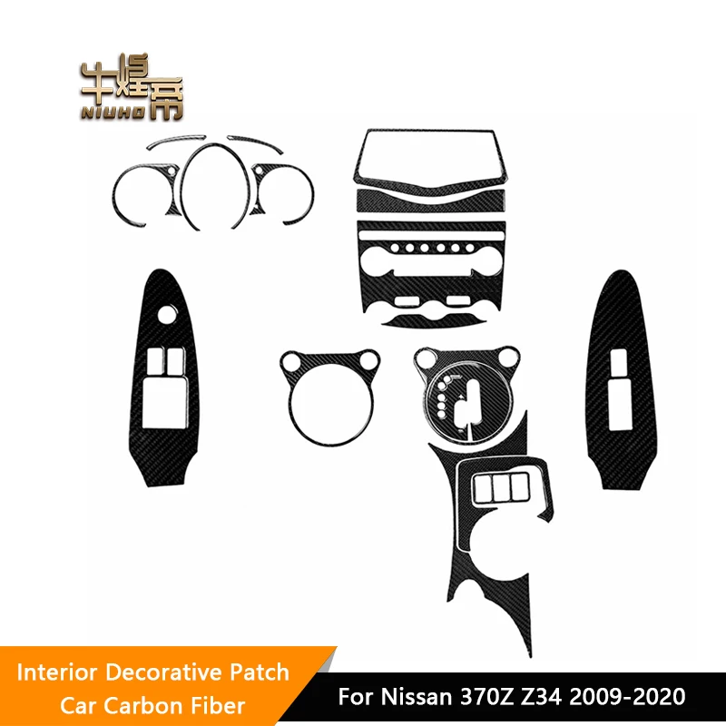 

Car Carbon Fiber Decorative Sticker For Nissan 370Z Z34 2009-2020 Interior Patch Accessories Center Control Dashboard Gear Shift