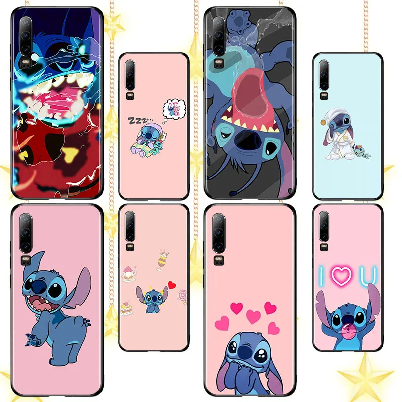 

Disney Cute Lilo Stitch For Huawei P10 P20 P30 P40 P50 lite Pro lite E P Smart 2019 Z 2021 2018 2020 Black Silicone Phone Case