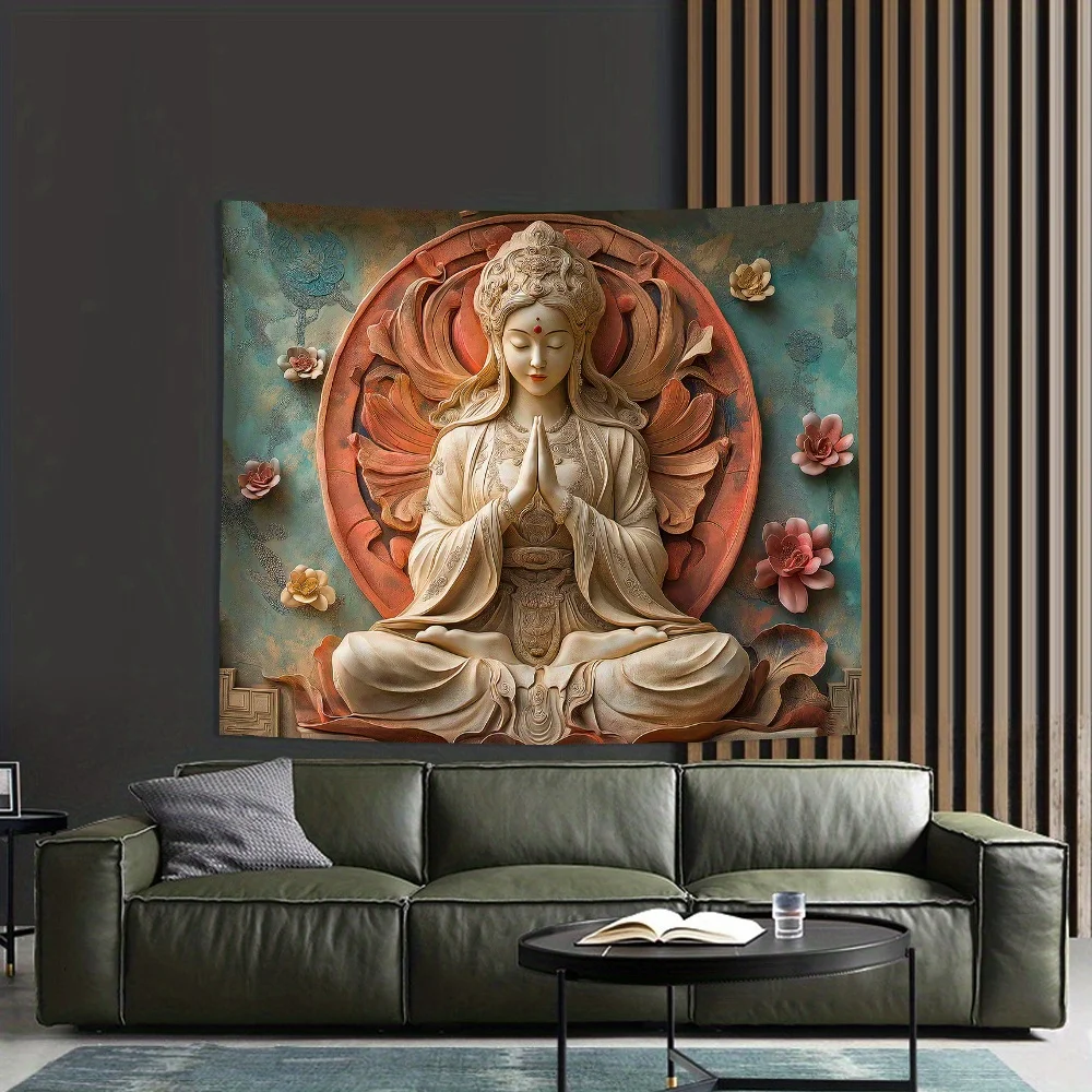 

3D настенный гобелен для медитации, йоги, украшение для дома, гостиной, винтажный стиль, настенный подвес, идеальный подарок для любителей йоги