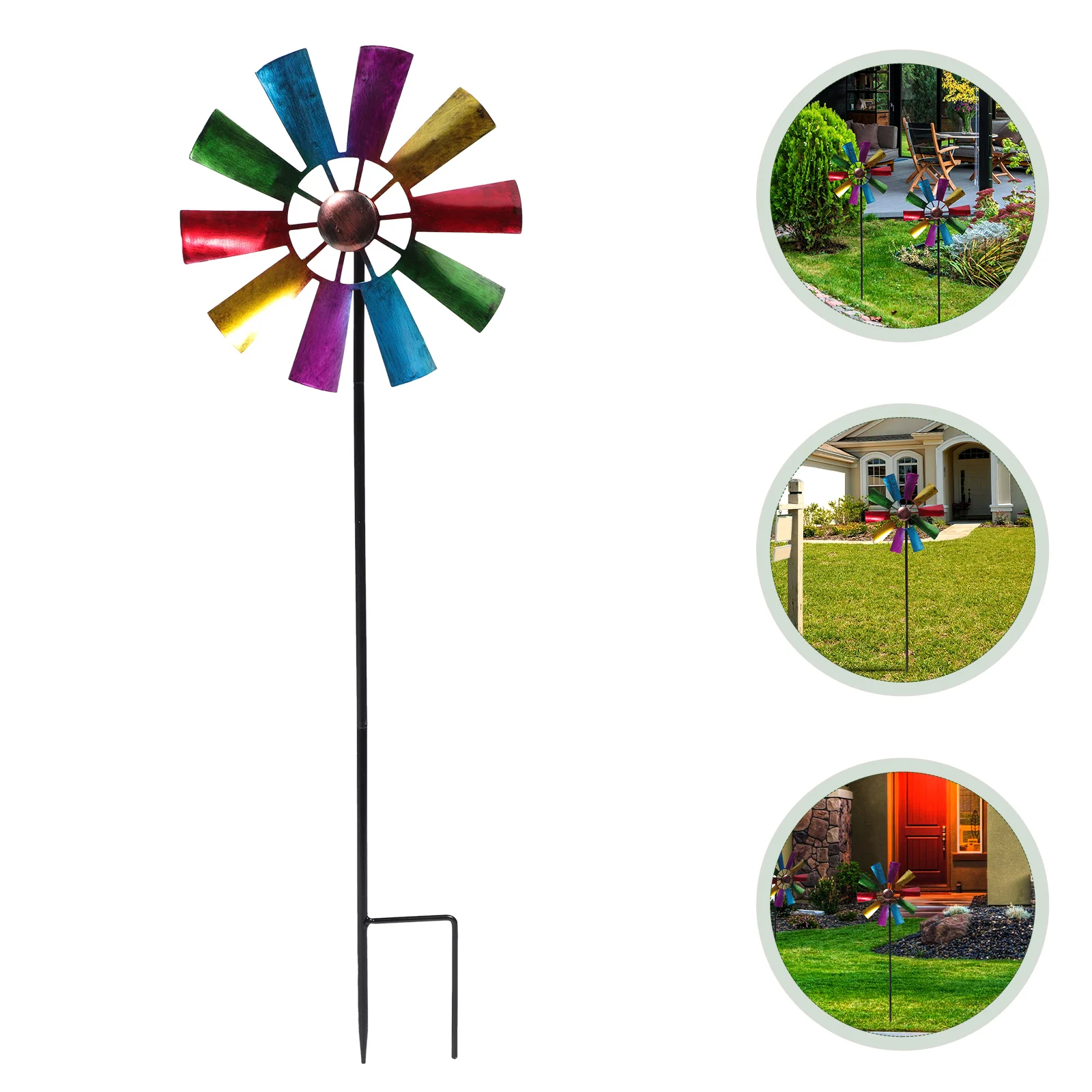 

Metal Wind with Shepherds Hook Windmill Garden Pinwheel Windmill Decoration for Outdoor Garden Lawn Colorful