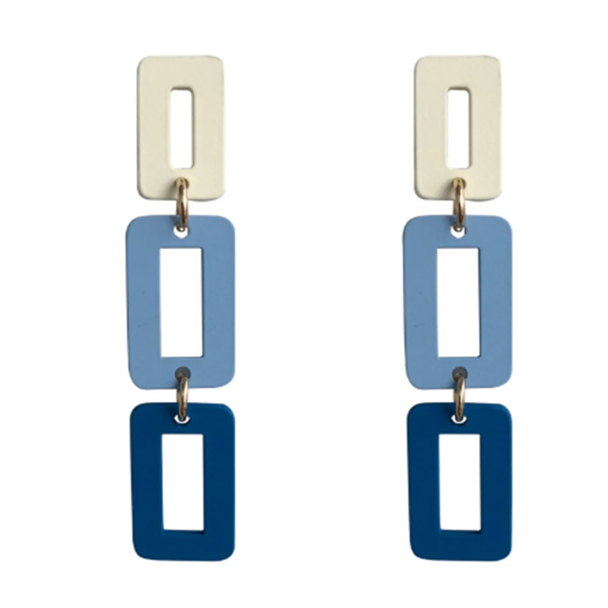 

New Korean Summer Contrast Color Blue Long Chain Earrings Earrings Ear Clips Niche Design Earrings Wholesale