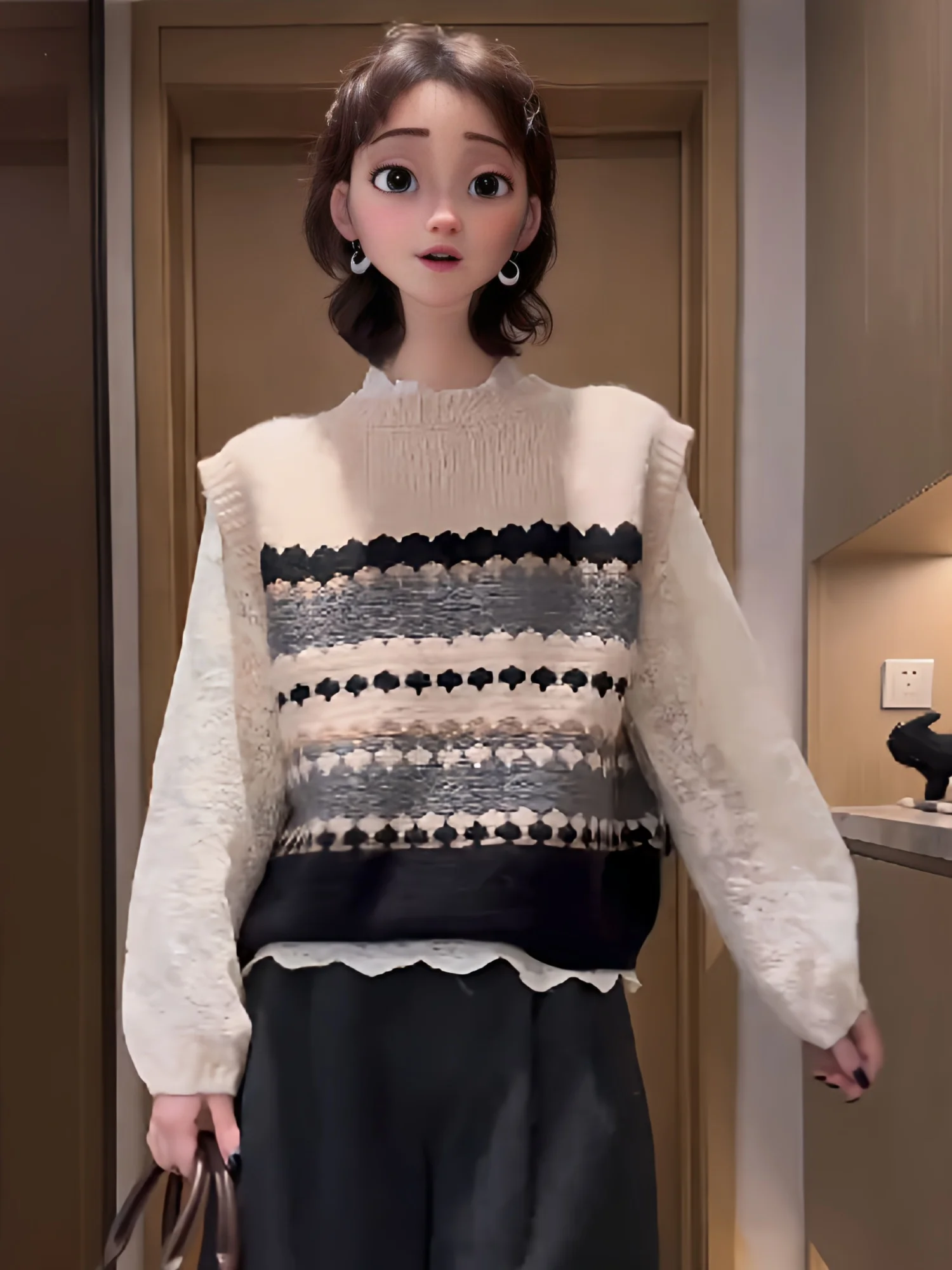 Retro Sle Waistcoat Vest Women's 2024 New Spring and Autumn Small Unique Beautiful Design Knit vest