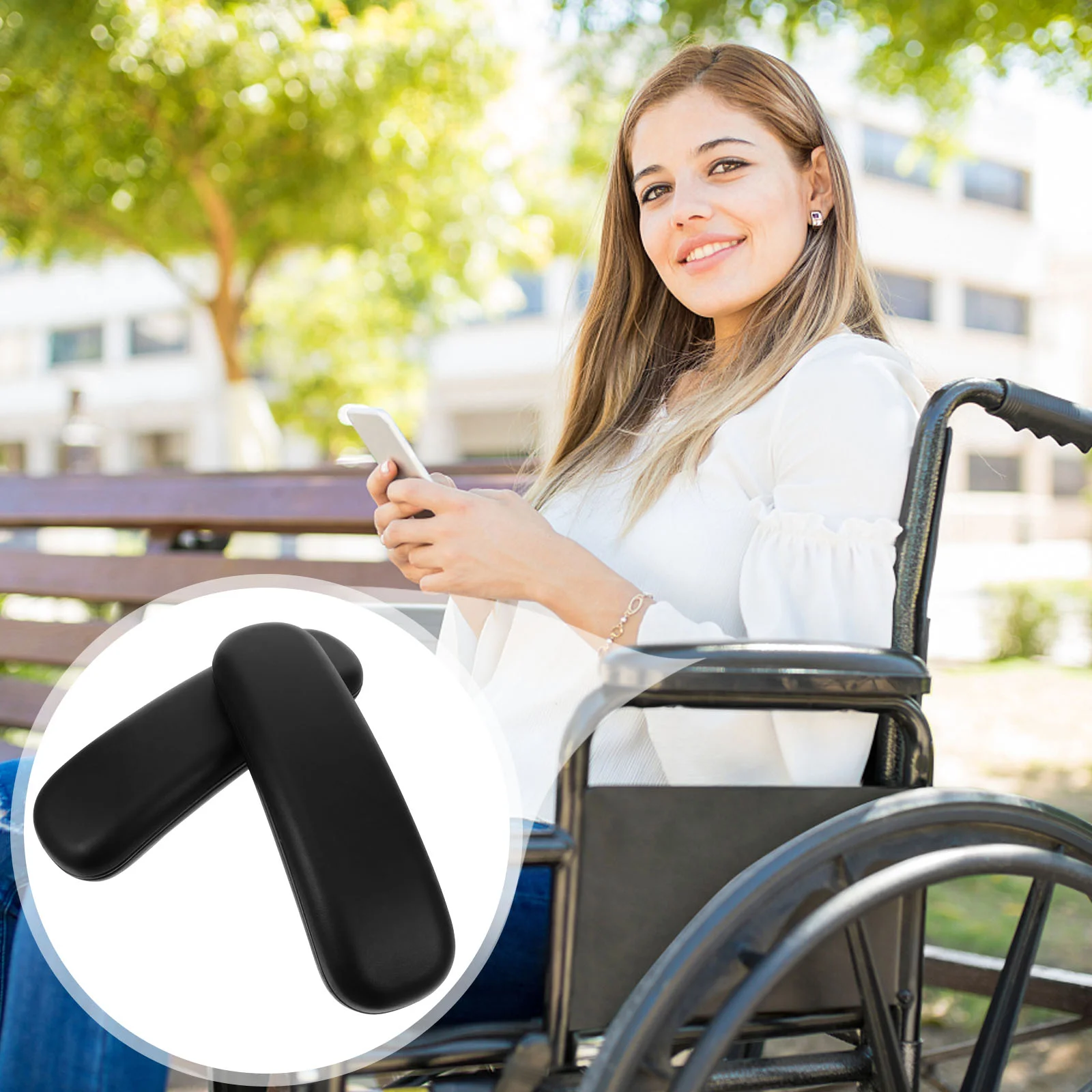 

1 Pair Chair Armrest PU Wheel Chair Armrest Cushion Elbow Brace For Home