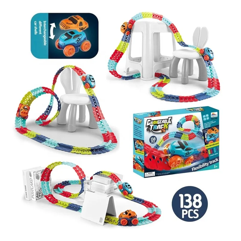 

DIY Magical Glowing Flexible Track Racing Car Kids Toys for Magic Track Educational Rail Car Toy Racing Tracks Toys for Children