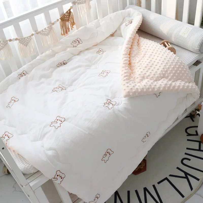 Baby Bedding Set Minky Blanket Winter Bed Linens Kids Quilt Cot Crib Baby Boys Quilts Toddler Children Kindergarten 120x150cm