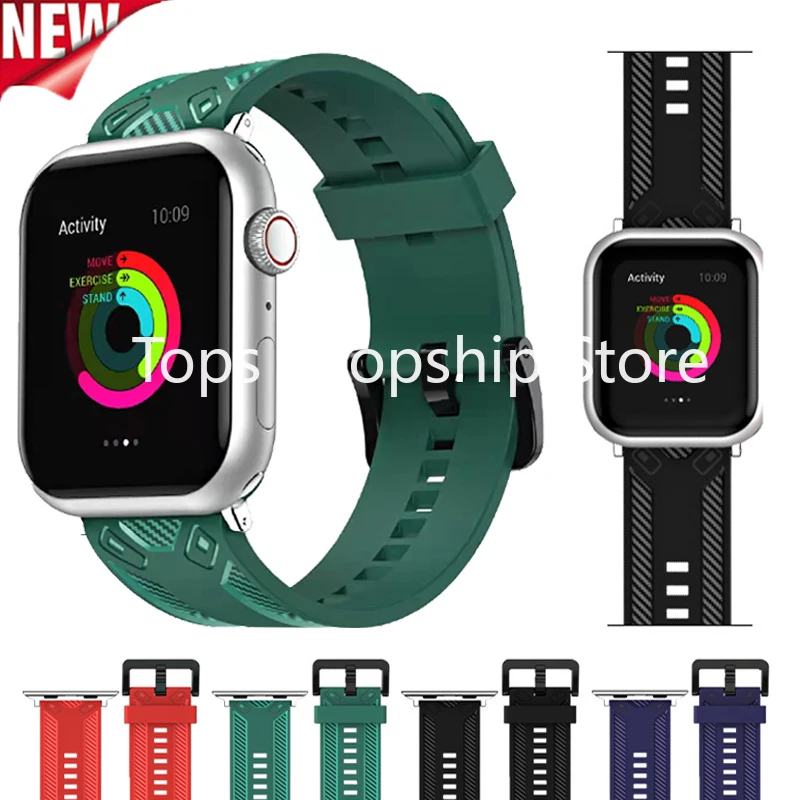 

Силиконовый ремешок для Apple Watch Band 44 мм 45 мм 42 мм, спортивный браслет для iWatch 40 мм 38 мм 41 мм, мягкая петля Wirstband Series 6 5 3 SE7