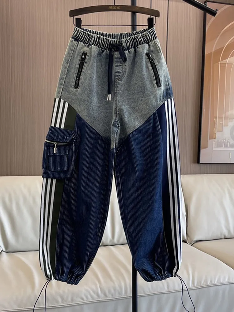 Утолщенные персонализированные джинсы с прямыми карманами для женщин свободная