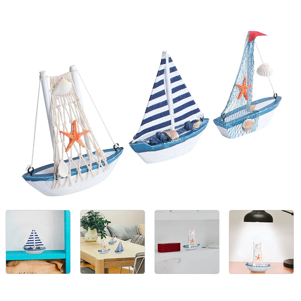 

Sailboat Boat Wooden Sailing Mini Model Ornament Miniature Nautical Ocean Beach Homedecorations Ship Sailboats Decorative Wood