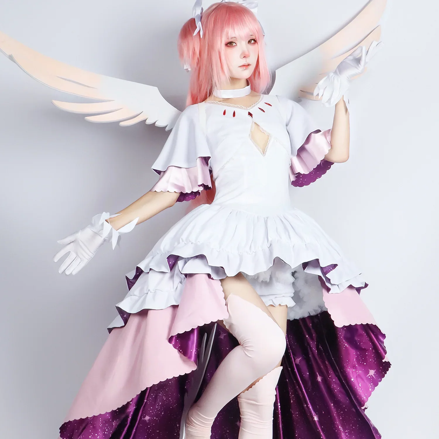Kaname Madoka Cosplay Costume Anime Puella Magi Magica Goddess Outfits Wig Shoes Halloween Carnival Role Play Dress Women