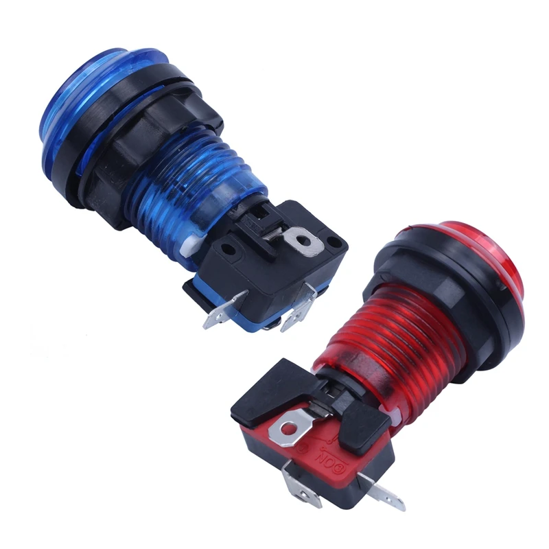 

Hot 3C-2 PCS Round Lit Illuminated Arcade Video Game Push Button Switch LED Light 5V/12V, Red &Blue