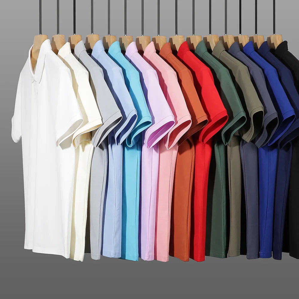 Мужская модная Однотонная рубашка-поло с коротким рукавом летние дышащие