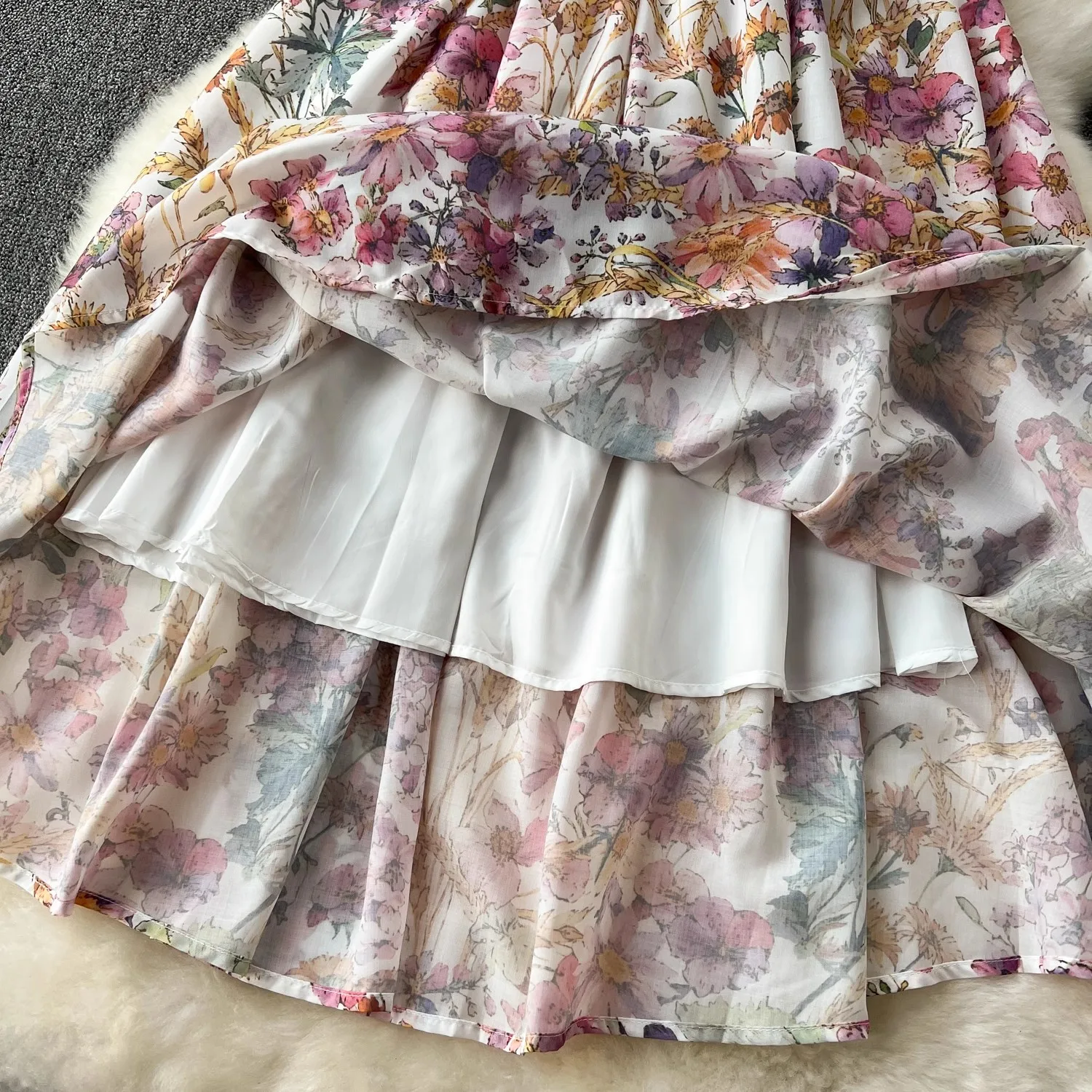 Женское винтажное платье-рубашка с цветочным принтом