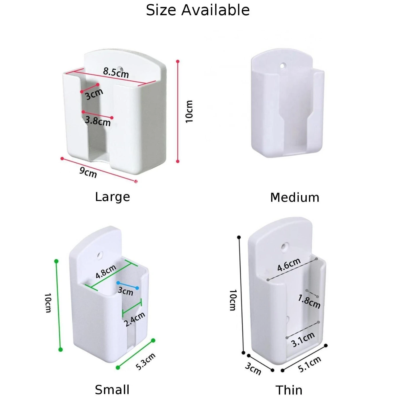

White Punch Free Wall Mounted Organizer Storage Box Air Conditioner Remote Control Holder Mobile Phone Plug Standing Charging