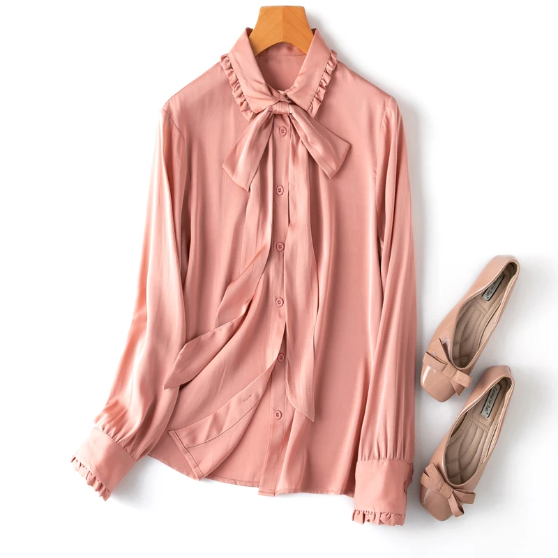 Женская модная мягкая восковая шелковая эластичная рубашка из двух атласных
