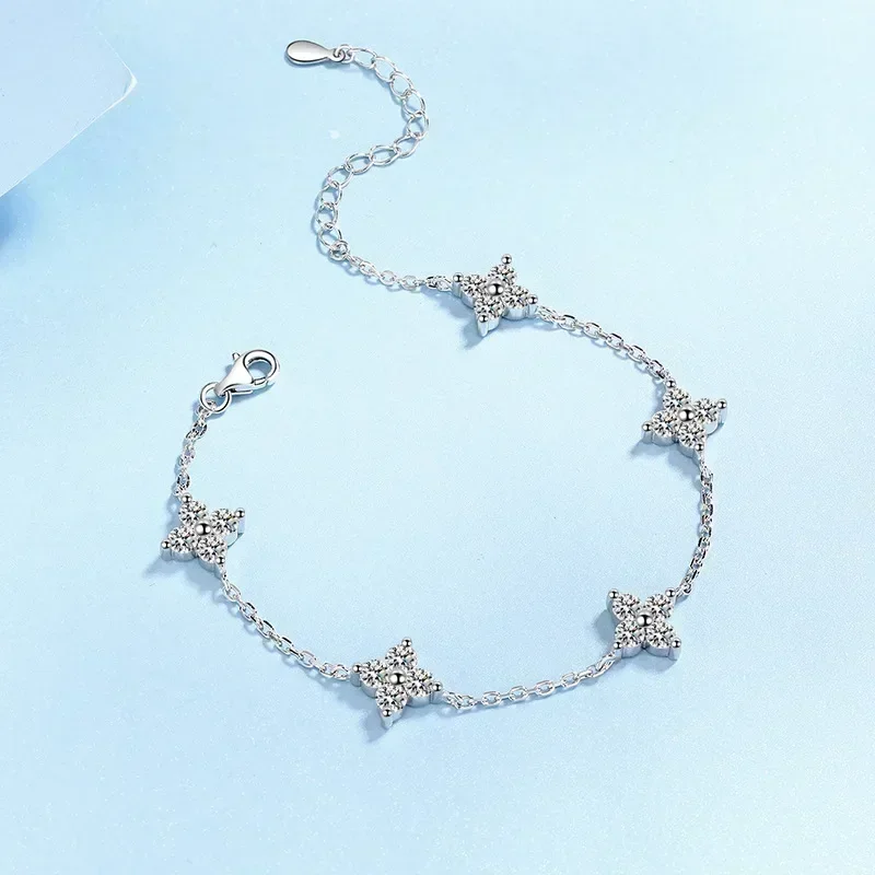 Роскошный браслет Lady Daily Style с клевером PT950 браслеты-цепочки муассанитом 2 карата