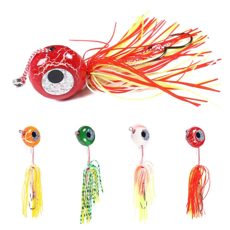 

JI014 20/60/80/120g Wire Bionic Bait Lead Head Beard Drop Big Head Bait Sea Fishing Hook Bionic Bass Bait Wobblers 3D Fishs