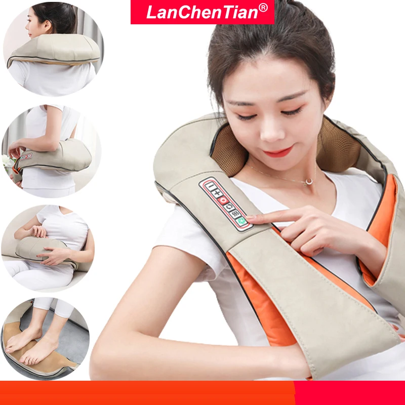 

Массажер шиацу для шеи, Электрический массажер для плеч, ног, тела, глубоких тканей, 3D подушка для снятия боли в мышцах, рождественские подар...