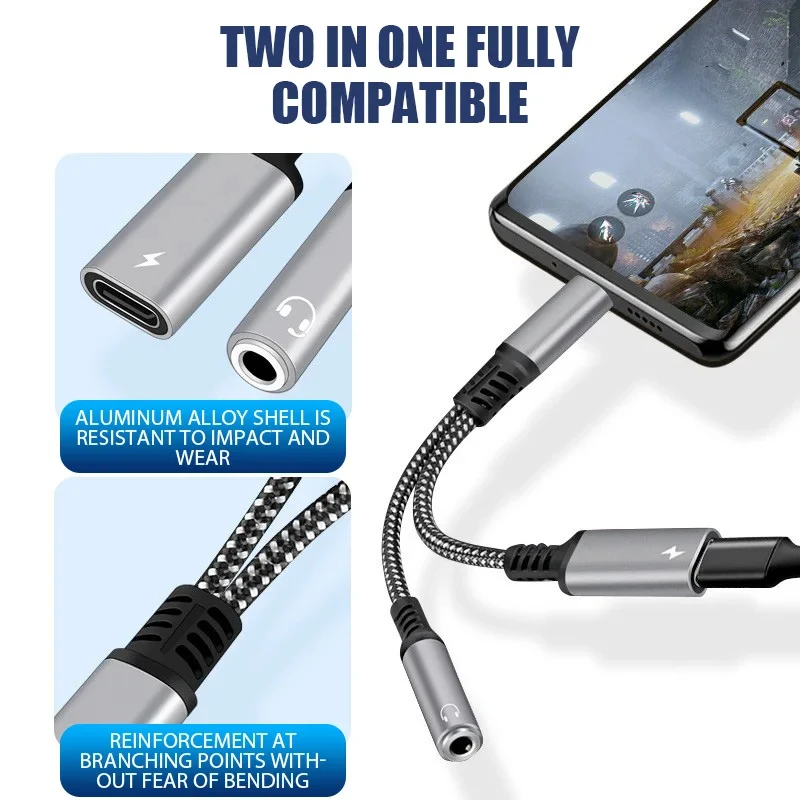 Адаптер для наушников 2 в 1 USB C на 3 5 мм Type PD 60 Вт