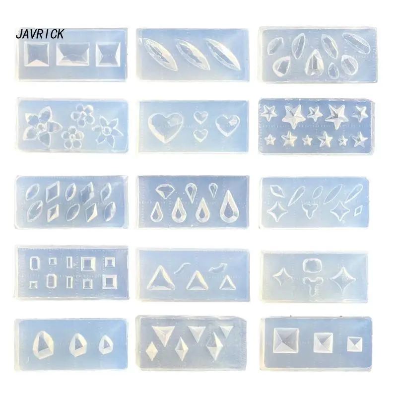 

15Pcs 3D Mini Faceted Gem Molds Nail Art Mold Silicone Combination Decorative Mold Nail Art Making Tool Carving Mould