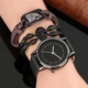 2022 New Personalized Black Men's Bracelet Watches Set Quartz Watch Devaluation Bracelets Gift Box for Boyfriend Valentine's Day Other Image