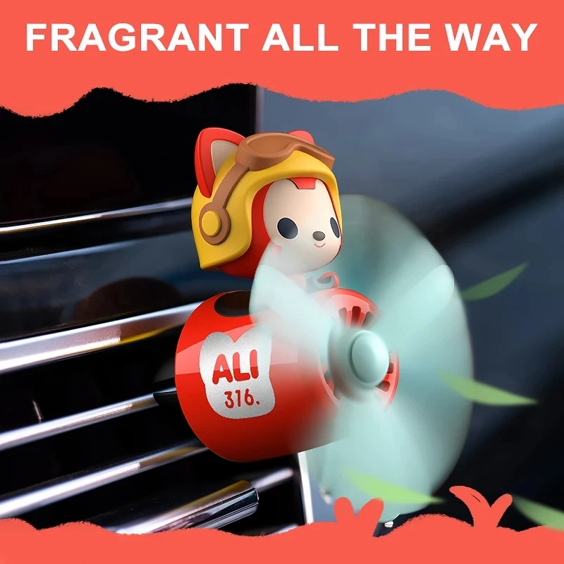 

Car Air Freshener Cute Fox Rotating Propeller Outlet Fragrance Magnetic Design Auto Accessories Interior Perfume Diffuse