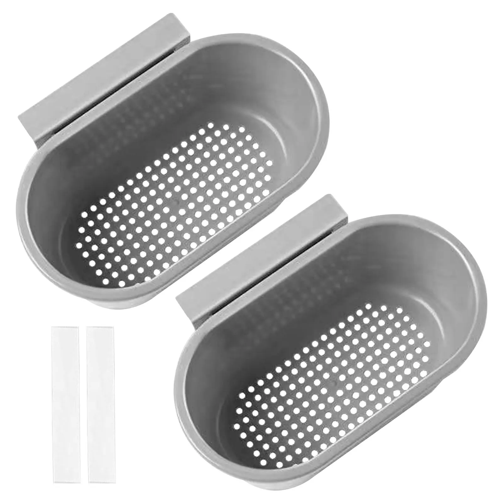 

2pcs Waste Wash Fruit Shelf Hanging Multifunction Food Catcher Kitchen Strainer PP Sink Drain Basket Hook Colander Storage Rack