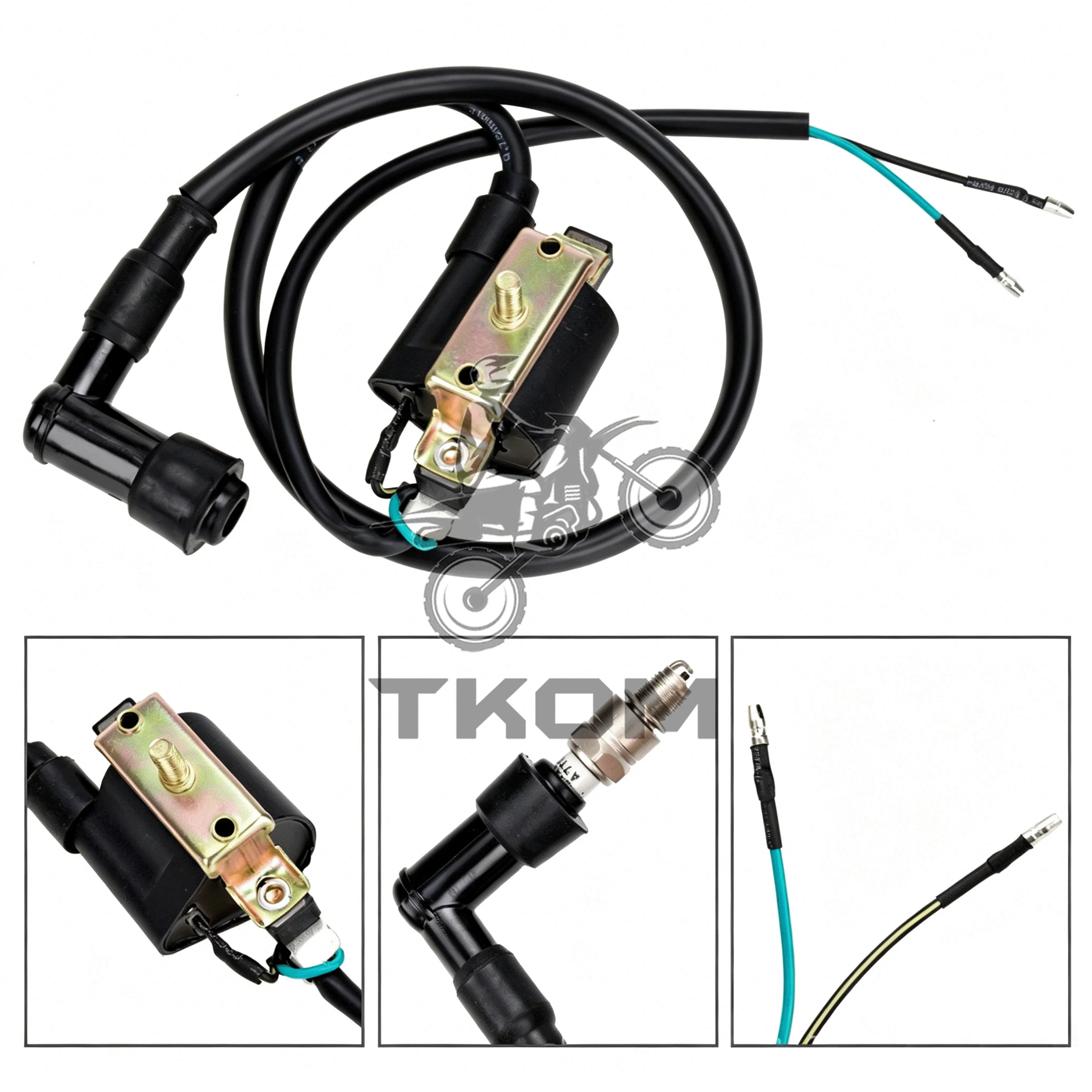 Фото Комплект проводки, катушка зажигания, свеча зажигания для 50cc 70cc 90cc 110cc 125cc, статор, CDI-катушка для квадроциклов, багги, картов №2