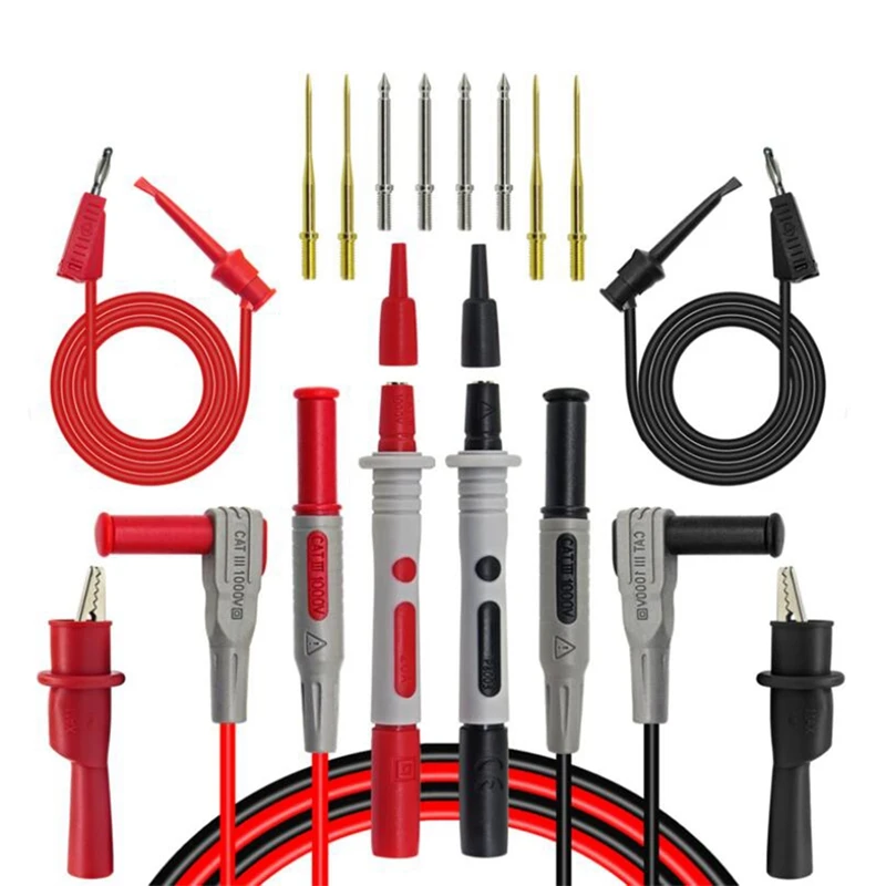 

Комплект тестовых проводов P1308B 18 в 1, щуп с банановым штекером для тестирования крюка, сменный мультиметр, щуп, тестовый провод, зажим типа кр...