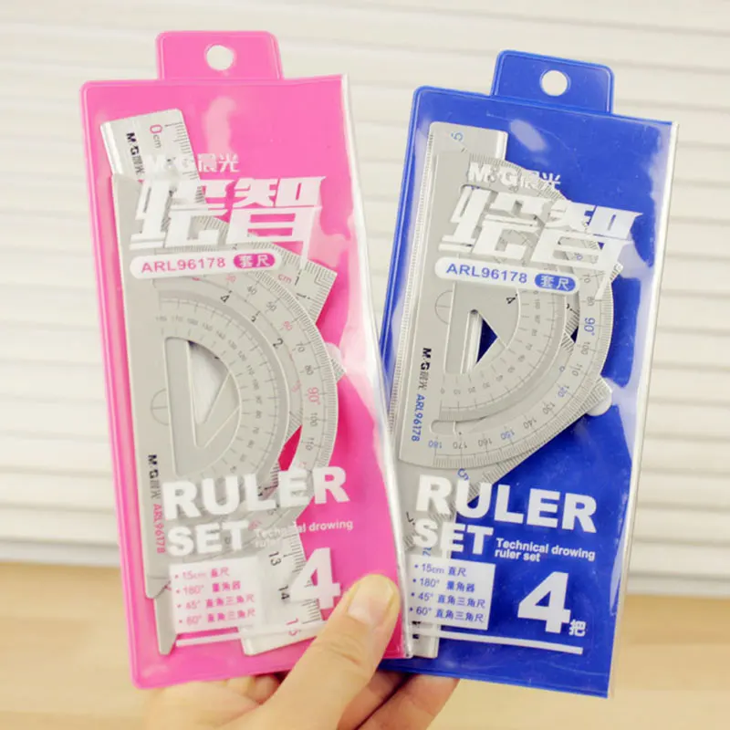 

4 шт., линейка-транспортир из алюминиевого сплава