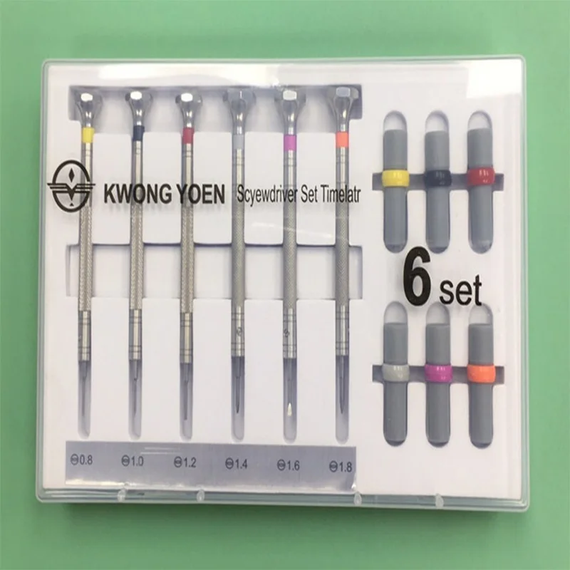 Factory Direct Sales 6-pack Screwdriver Clock Screwdriver Batch Watch Special Screwdriver kwong yuen  watch repair Clock Tool
