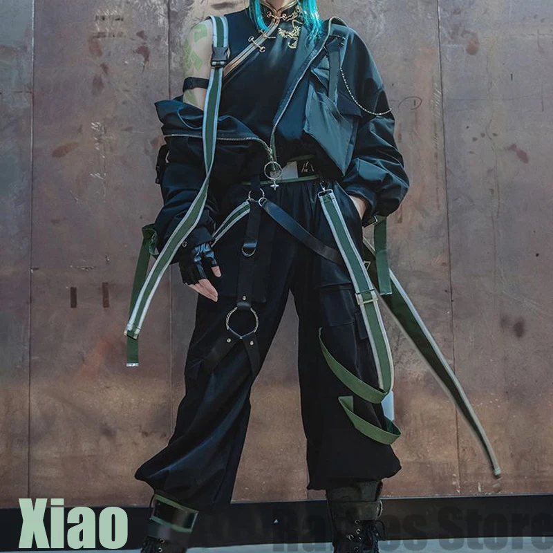 

Костюм для косплея Xiao, парик Genshin Impact Xiao Element, косплей Xiao Doujin, черный костюм, черная маска, брюки, комплект повседневной одежды