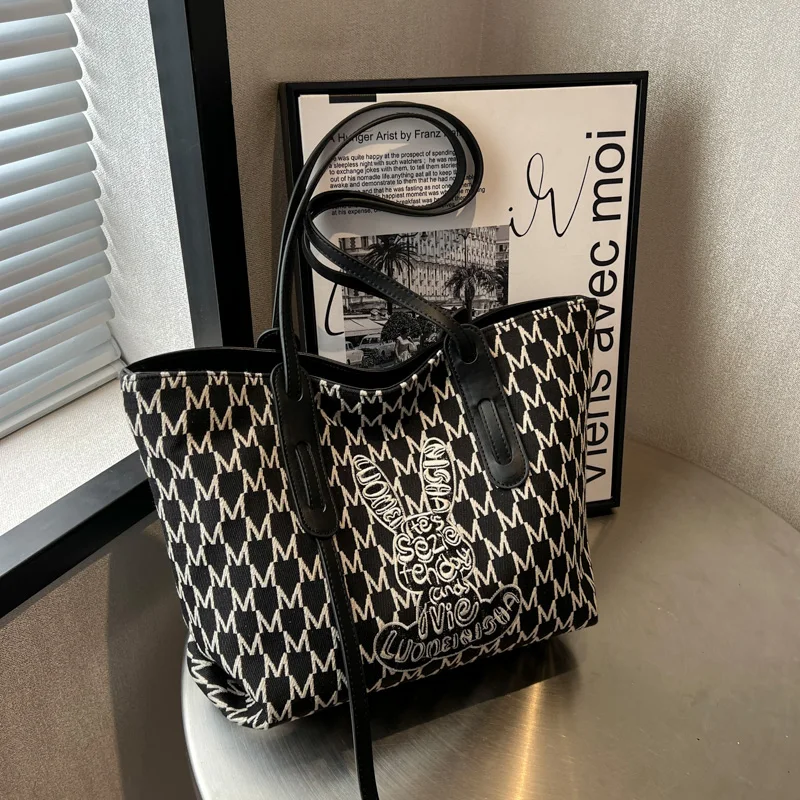 

Brand Letter Printing Shoulder Bag Large Capacity Women's Bag Fashion Designer Handbag And Purse Female Canvas Tote Shopper Bag