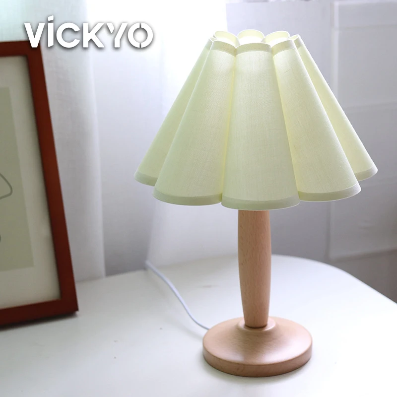 

VICKYO Bedside Table Lamp Wooden LED Desk Lamps USB Push Button Switch INS Night Lights For Living Room Bedroom Home Decoration
