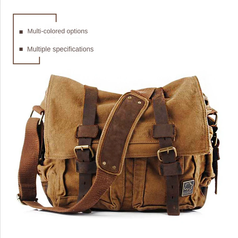 Brand Luxury Vintage Men's Canvas Shoulder Messenger Bag Men Adjustable Large Capacity Casual Bags Fashion High Quality Handbags
