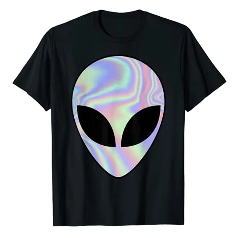 

Alien Head T-Shirt Colorful Alien-Ufo Rave Tee Y2k Top I Want To Believe Graphic Outfits Funny Believers In Life on Mars Clothes