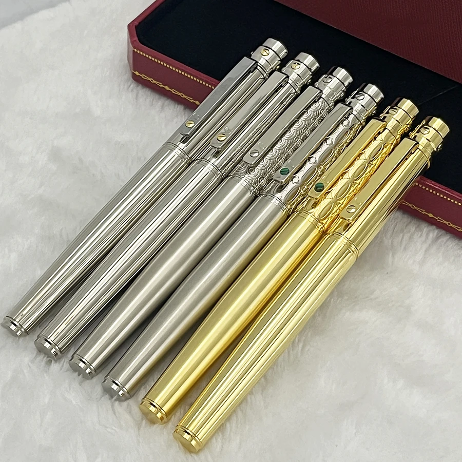 YAMALANG Luxury C Pens High Quality Silver Guilloche Barrel Roller Ball Pen With Red Box Writing Smooth Office School supplies