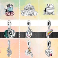 new colorful unicorn rainbow drawing board house beads fit original brand charms silver color bracelet women jewelry girl gift