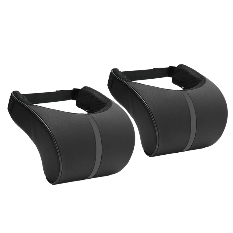 

2Pcs Interior Front Rear Memory Foam Car Universal Seat Headrest Head Neck Rest Support Pad Pillow Cushion Black