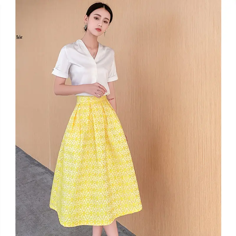 Винтажная элегантная женская юбка в стиле Хепберн жаккардовая длинная