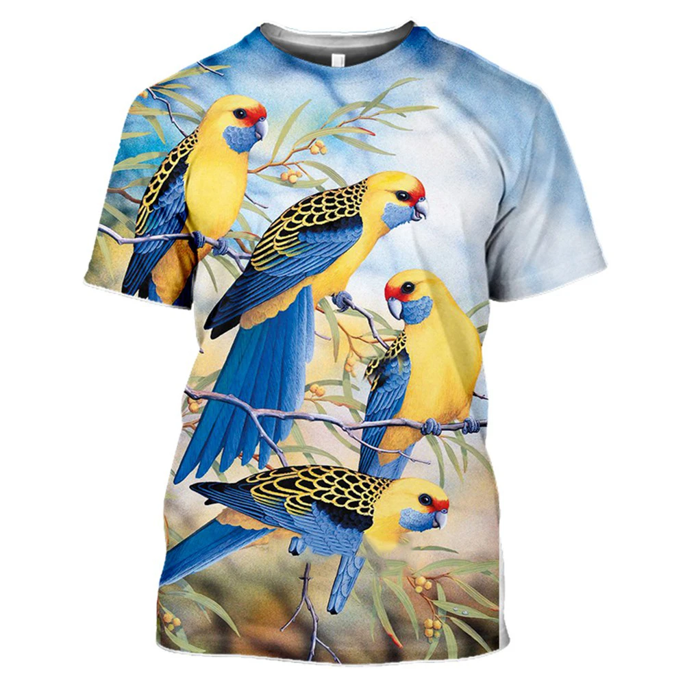 

Parrot Men T Shirt Flower Hip Hop Animal Brid 3d Print T-shirt men's Clothing Oversized t shirt Casual Tops Men Short Sleeve Tee