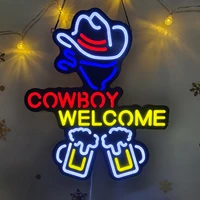 neon sign bar party decoration cowboy shop welcome light wall decor aesthetic